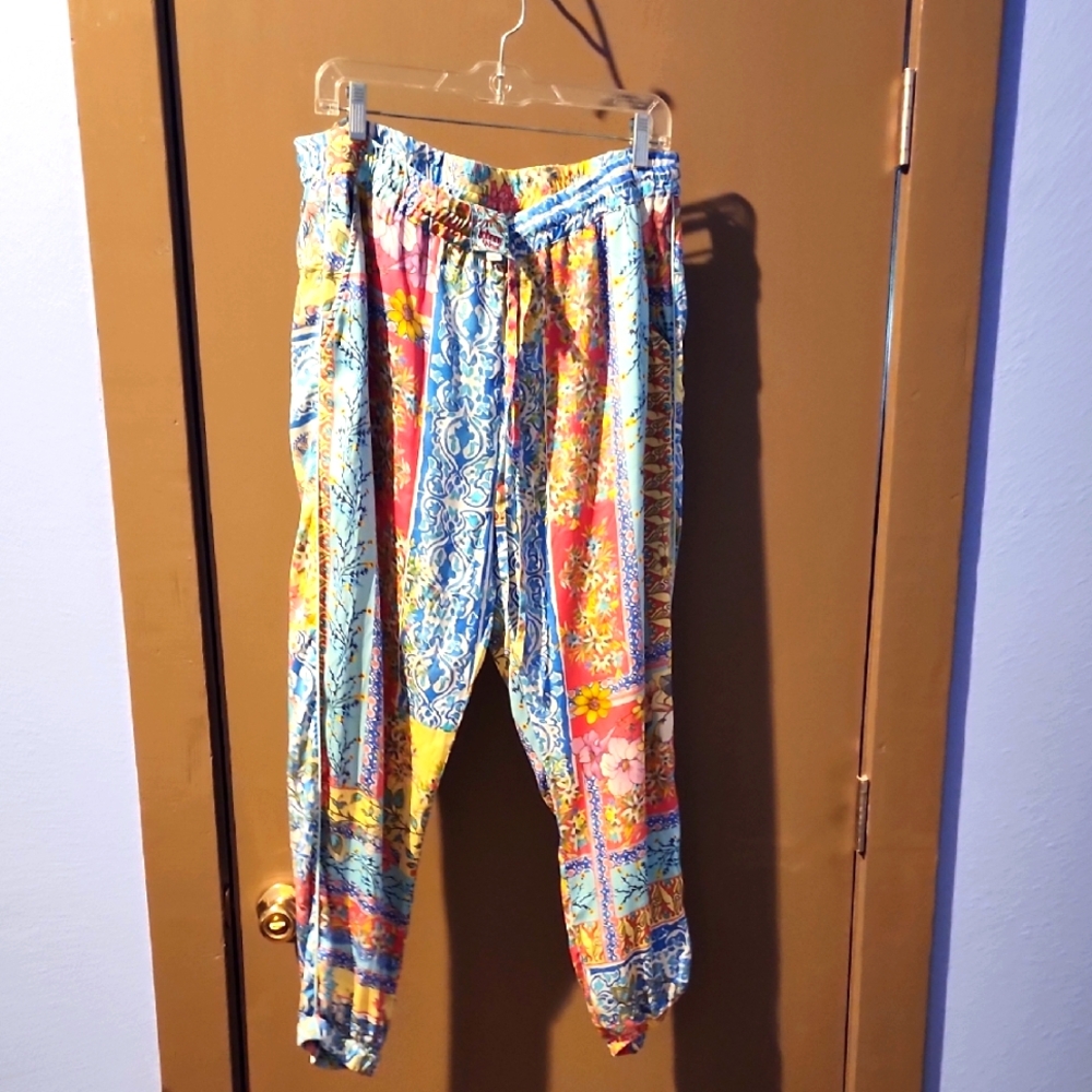 Johnny Was Floral and Geometric SILK Pants